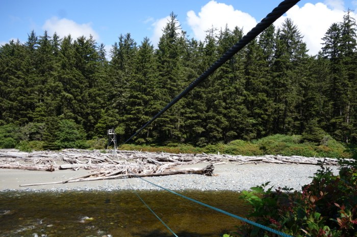 Cable cars are used to cross some of the larger rivers