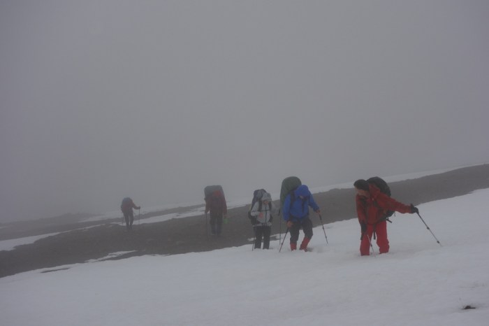 Struggling up through the fog