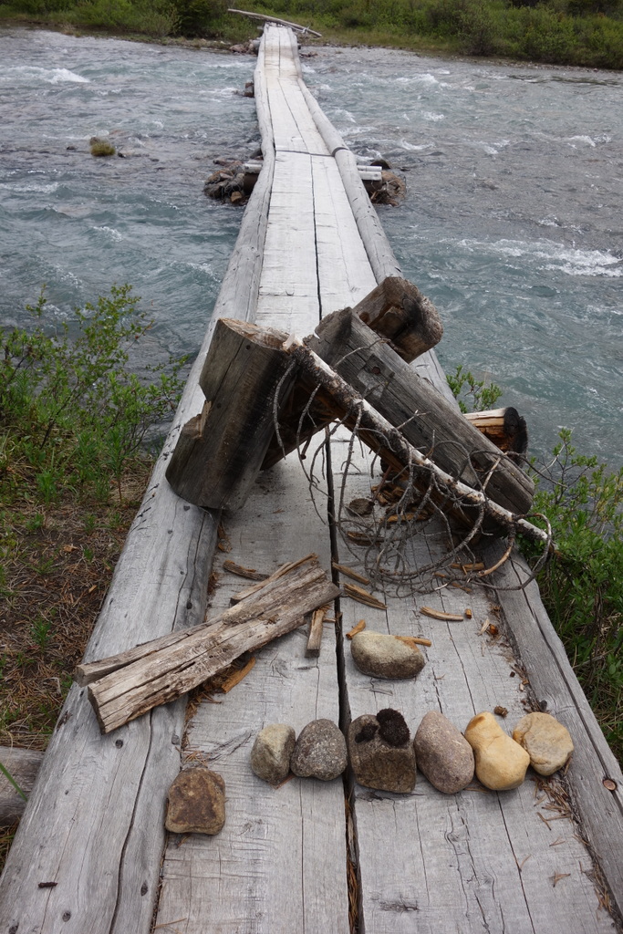 No crossing this bridge - the next returning bridge is washed out