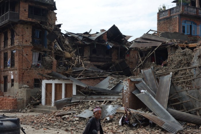 Brick buildings fall to pieces