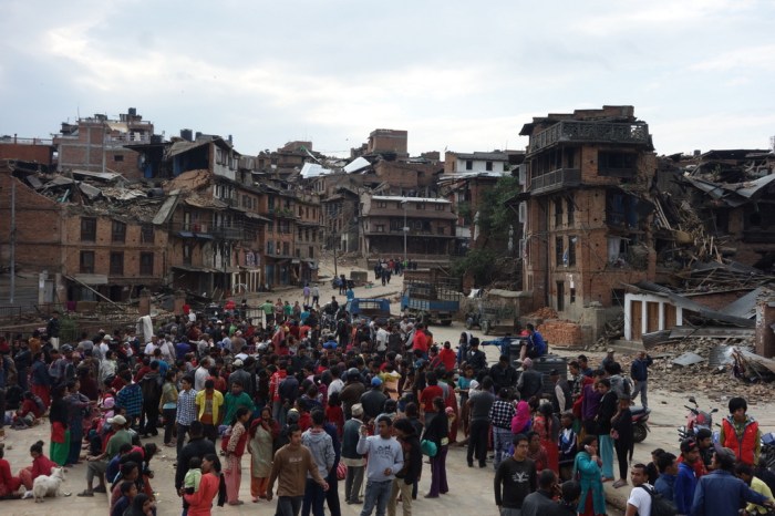 People gather in open spaces