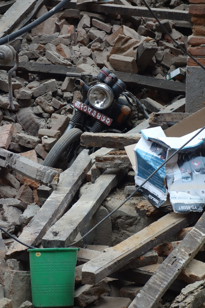 Nearly buried motorbike