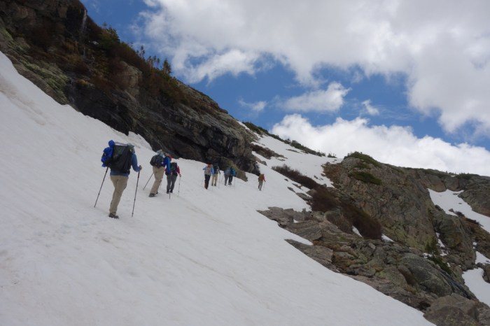 We followed this line of snow up to the ridge