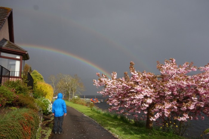 Sunshower and rainbow