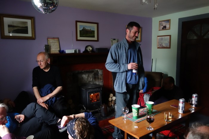 Enjoying hot tea and good company