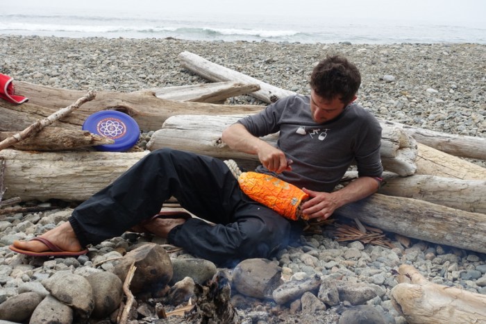 Stefan carving a buoy