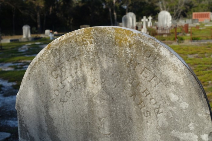 The gravestone of Chin Ah Hen who died at nearby South Mt Cameron aged 82