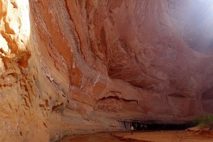 Surrounded by massive canyon walls