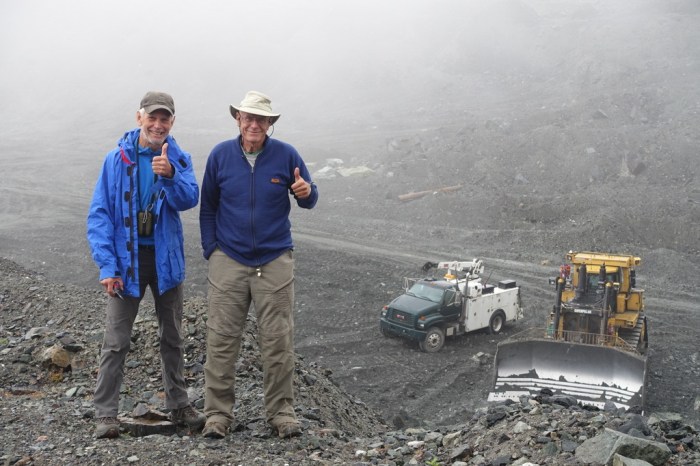Jim & Calder reminisce at the Cassiar Asbestos Mine