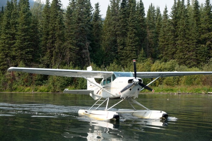 The float plane swoops in to pick us up