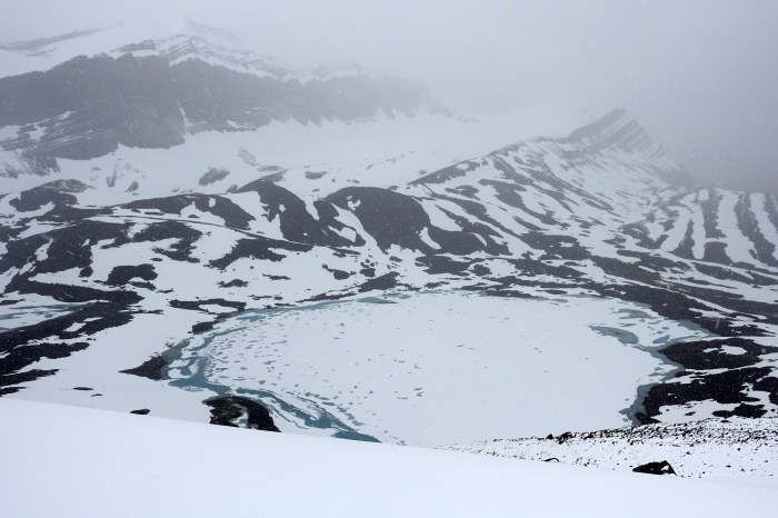 July - Even with the arrival of summer, it still feels like winter in the Canadian Rockies.